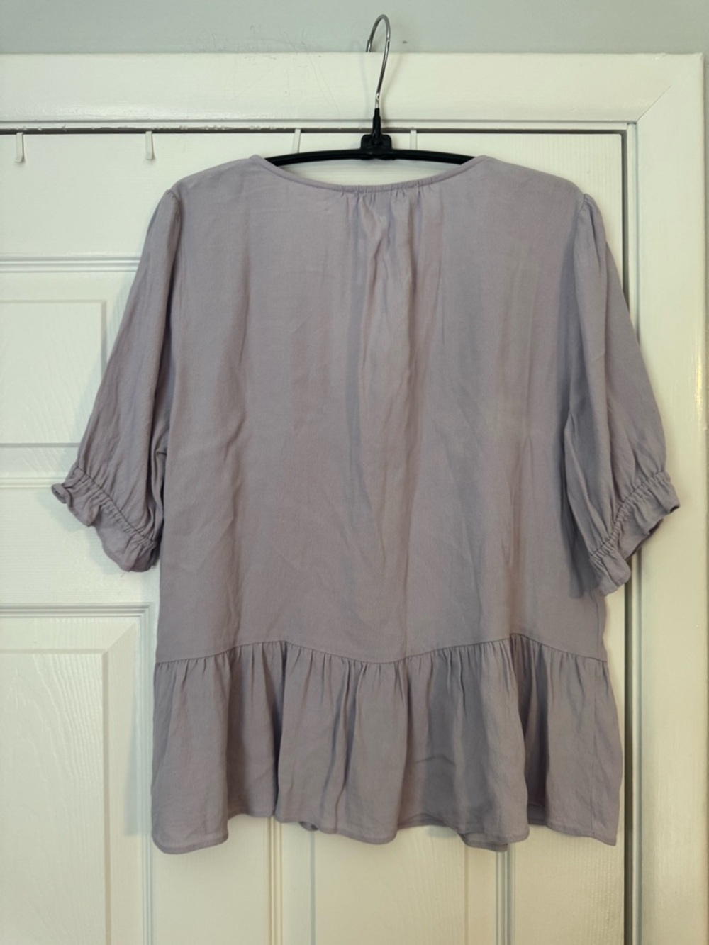 Madewell Lavender Button-Front Peplum Top - Picture 2 of 2